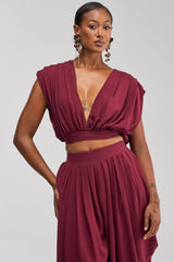 READY TO DANCE SLINKY BLOUSE IN BURGUNDY