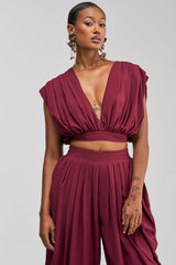 READY TO DANCE SLINKY BLOUSE IN BURGUNDY