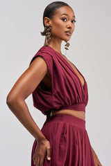 READY TO DANCE SLINKY BLOUSE IN BURGUNDY