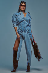 MAGNETIC ENERGY DENIM MINI DRESS