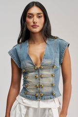 NEVER LOSE ME DENIM TOP