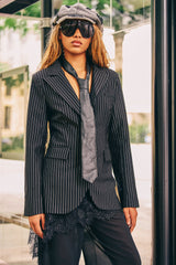 GIVE IT UP PINSTRIPE BLAZER