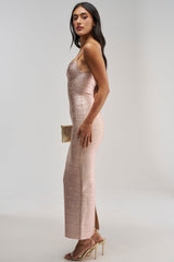ALL EYES HERE METALLIC BANDAGE MAXI DRESS