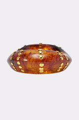 COOL GIRL STUDDED BANGLE IN BROWN
