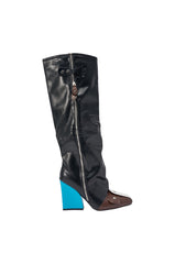 AZALEA WANG AXTON BLACK MULTI COLOR BLOCKED BLOCK BOOT