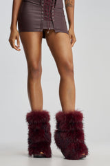 AZALEA WANG ELIANA BURGUNDY OPEN TOE WEDGE BOOTIE