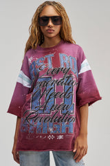 MY FUTURE OVERSIZED GRAPHIC TEE IN BURGUNDY