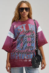 MY FUTURE OVERSIZED GRAPHIC TEE IN BURGUNDY