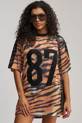 SHE FEISTY LACE JERSEY MINI DRESS