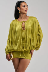 CLASSY AND CUTE CHIFFON MINI DRESS IN GREEN
