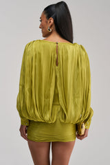 CLASSY AND CUTE CHIFFON MINI DRESS IN GREEN