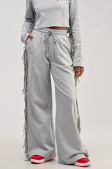 PLAYING CARDS WIDE LEG JOGGER IN HEATHER GREY
