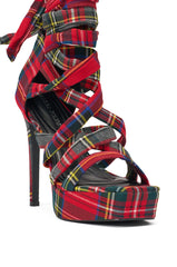 AZALEA WANG JEMISHA STILETTO PLATFORM PLAID SANDAL