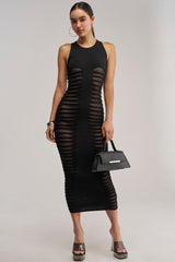 MIDNIGHT FLEX DISTRESSED MAXI DRESS
