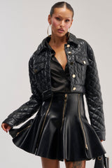 ROMY QUILTED FAUX LEATHER JACKET