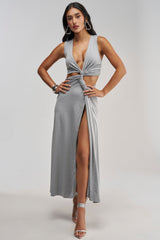 FIND ME IN THE PENTHOUSE MAXI DRESS IN HEATHER GREY