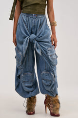 DO THE MOST TIE FRONT PANT IN DENIM