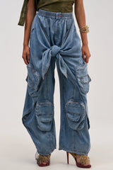 DO THE MOST TIE FRONT PANT IN DENIM