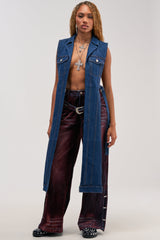 DOWN TO IT SPLIT VEST IN DARK DENIM