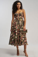 FEELING FLORAL MAXI DRESS IN GREEN MULTI