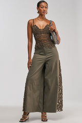 ITS GIVING ROPE DETAIL TROUSER IN OLIVE
