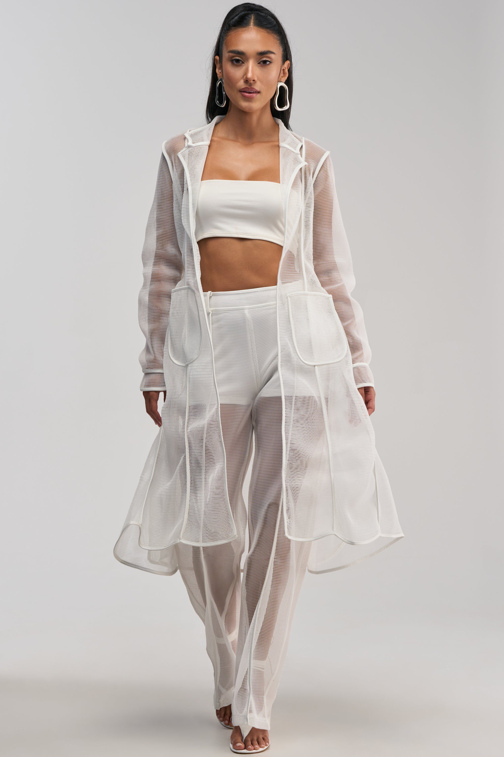 ONE TO WATCH MESH TROUSER IN WHITE