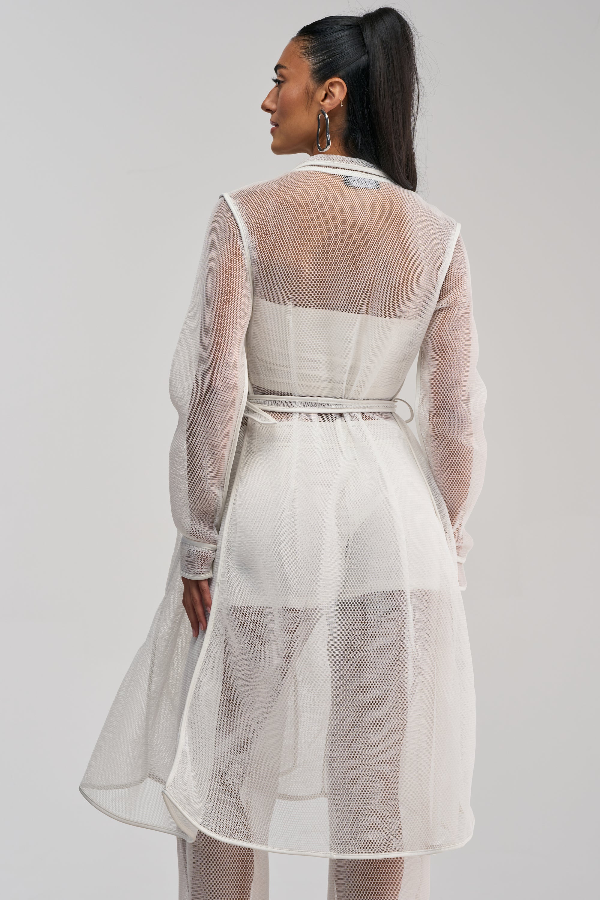 ONE TO WATCH MESH TRENCH IN WHITE