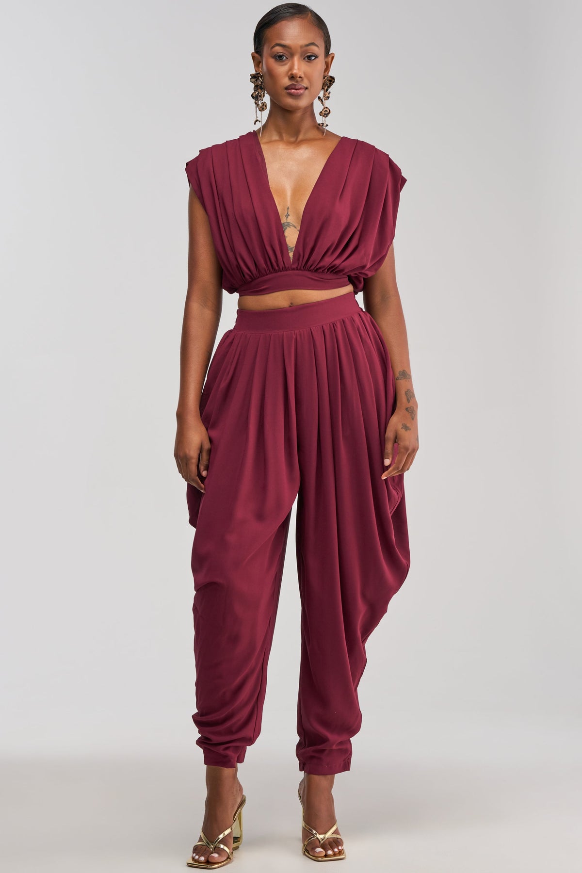 READY TO DANCE SLINKY PANT IN BURGUNDY