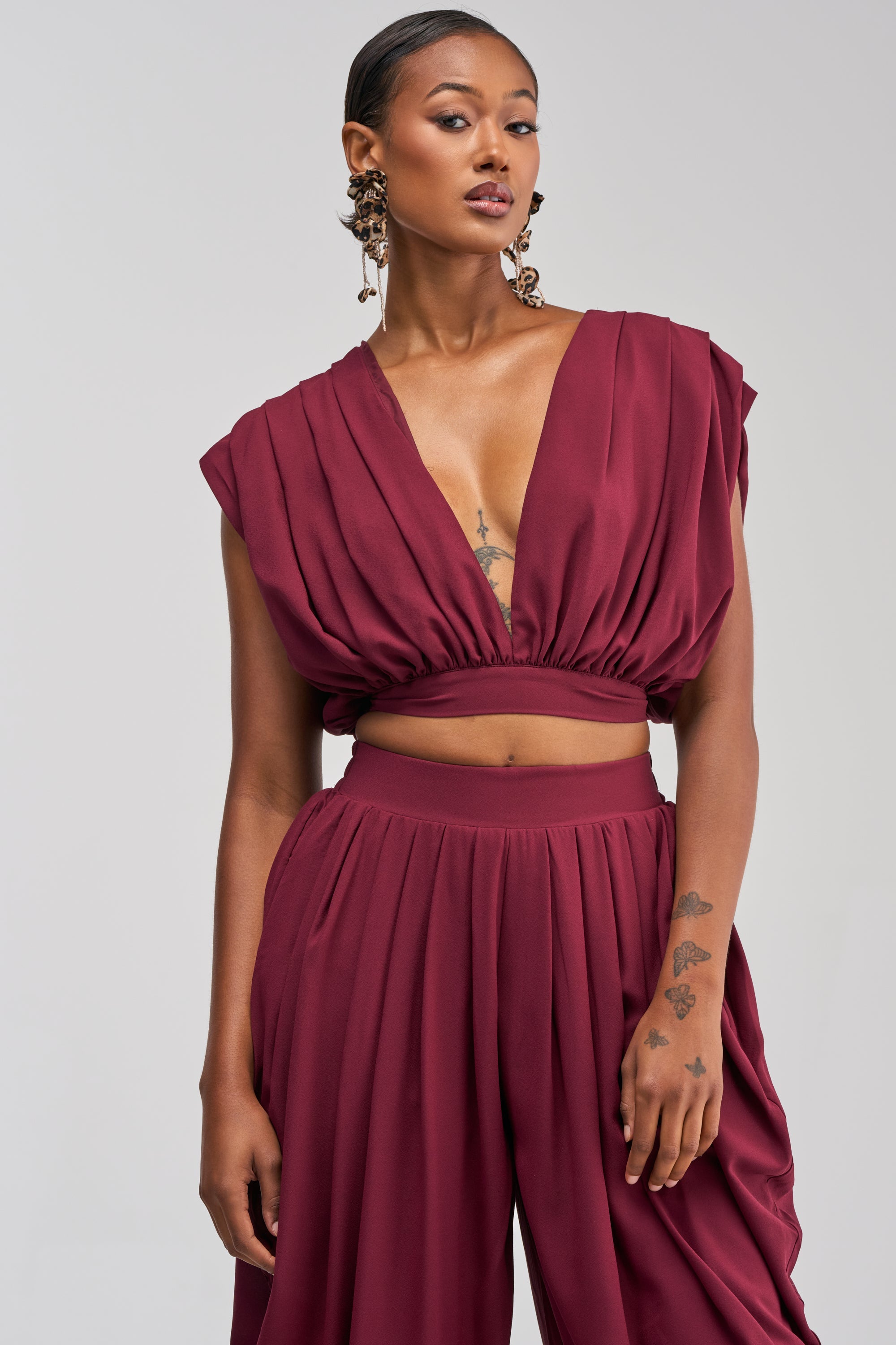 READY TO DANCE SLINKY BLOUSE IN BURGUNDY