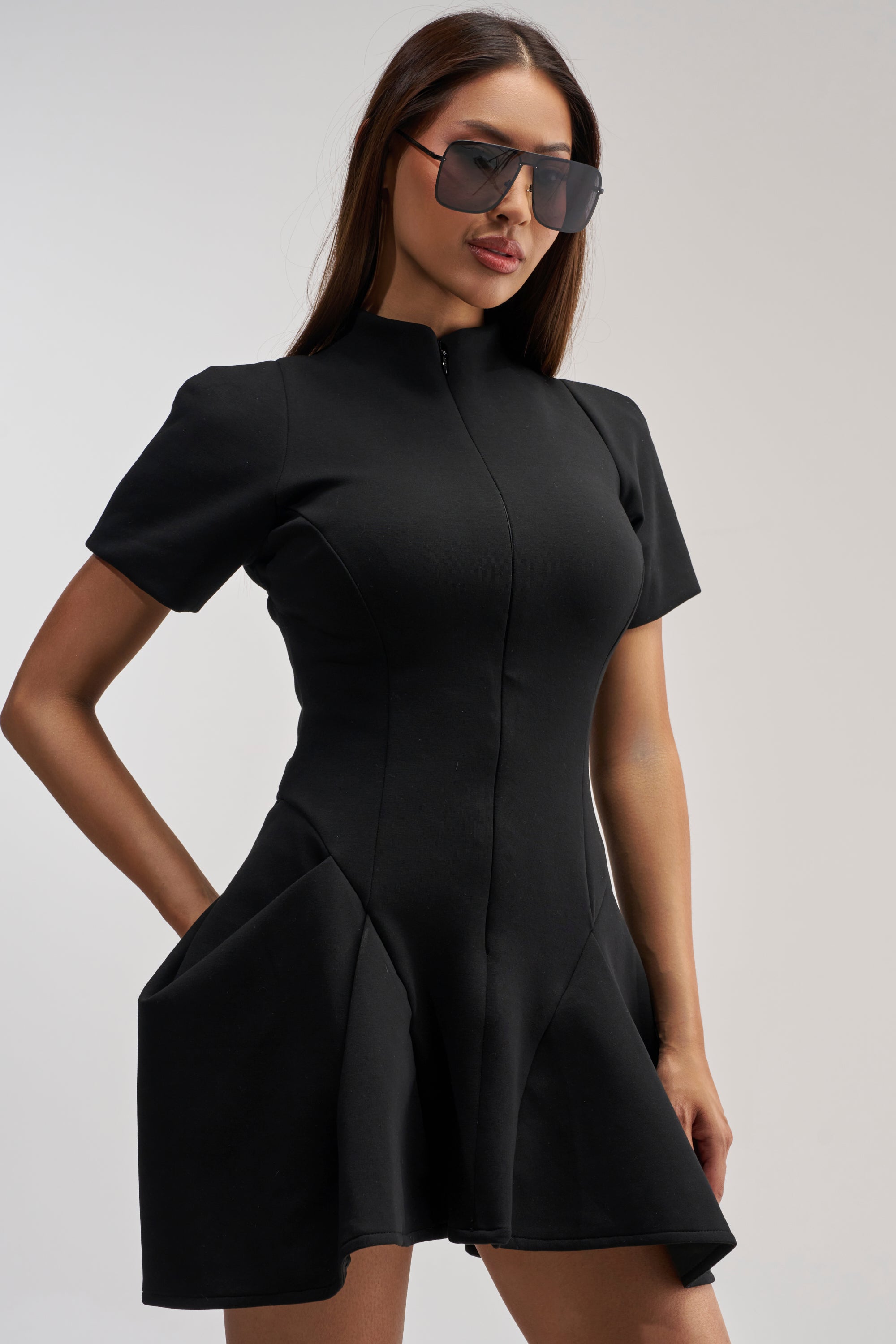 THAT WAS INTENTIONAL STRUCTURED MINI DRESS IN BLACK