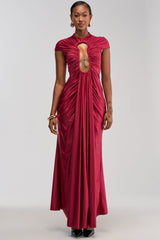 KEY TO MY HEART MAXI DRESS IN BURGUNDY