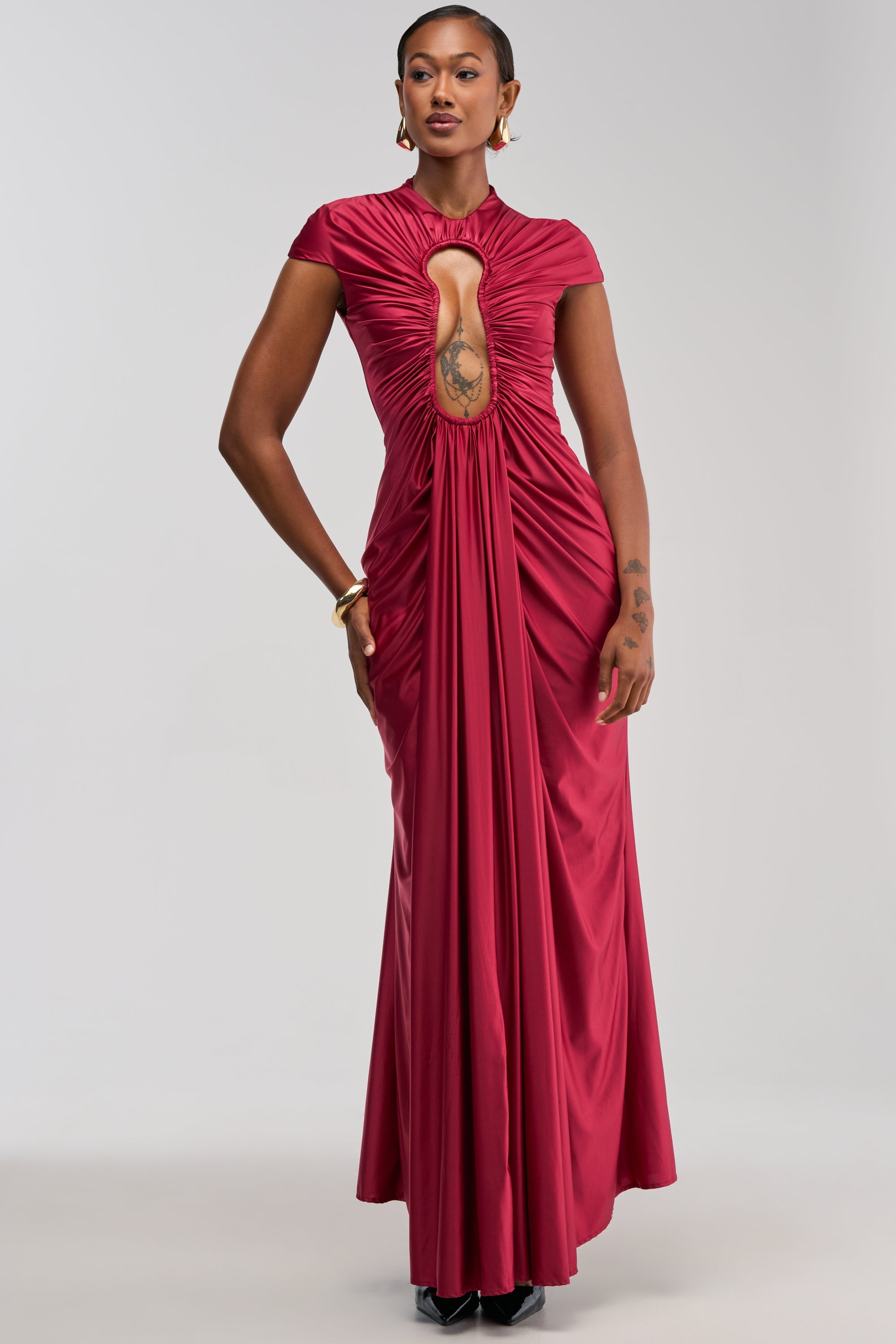 KEY TO MY HEART MAXI DRESS IN BURGUNDY