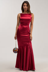 LUCKY ME LOW BACK MAXI DRESS IN RED