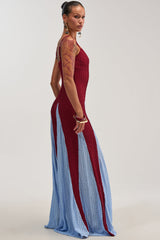 ALL DAY EVERYDAY COLOR BLOCK WOVEN JUMPSUIT IN BURGUNDY
