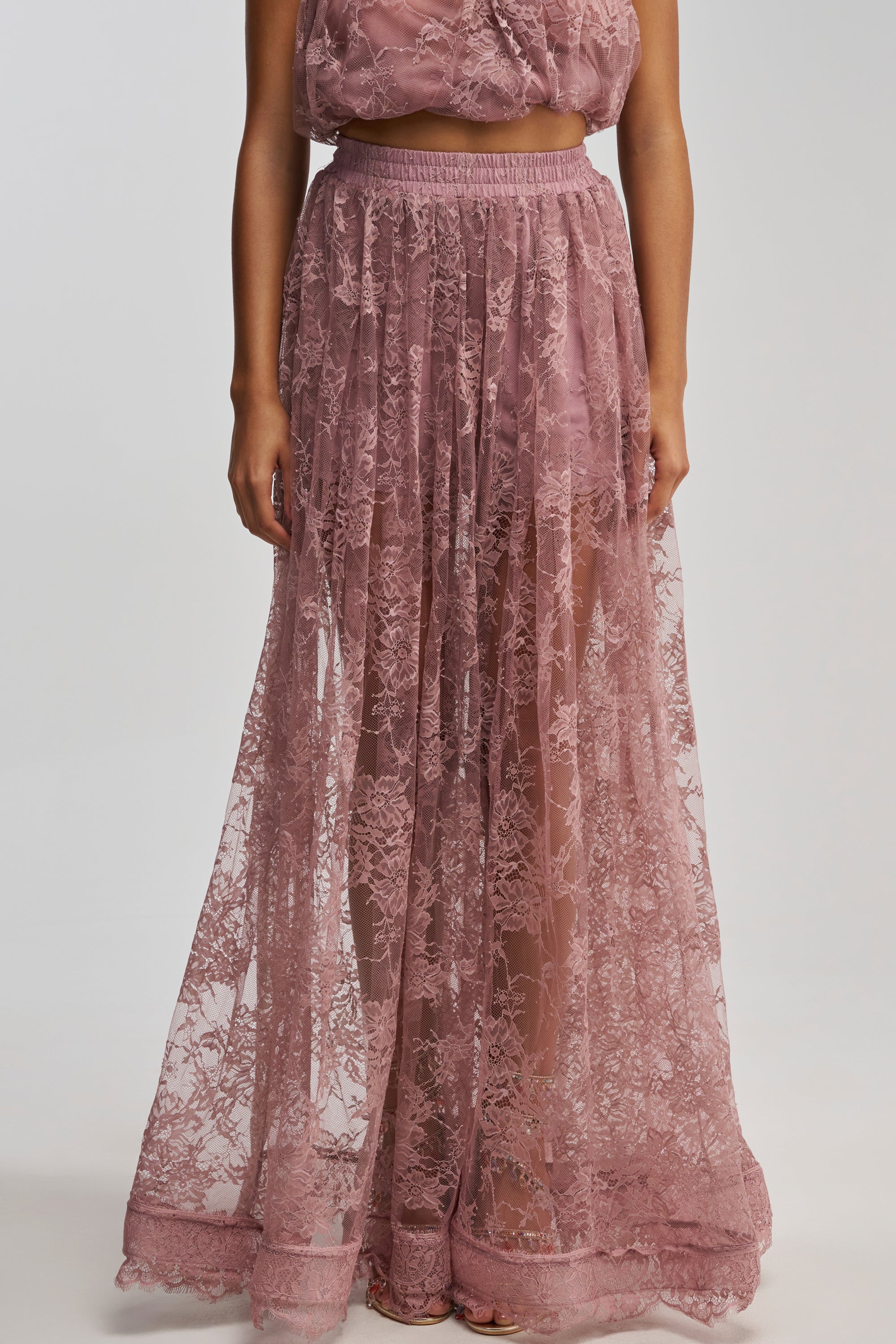 HANNAH LACE MAXI SKIRT IN MAUVE