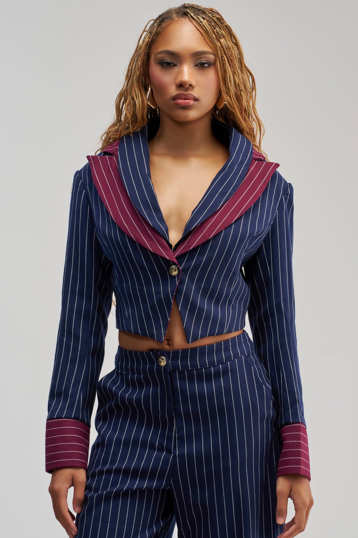 NEVER BETTER PINSTRIPE BLAZER