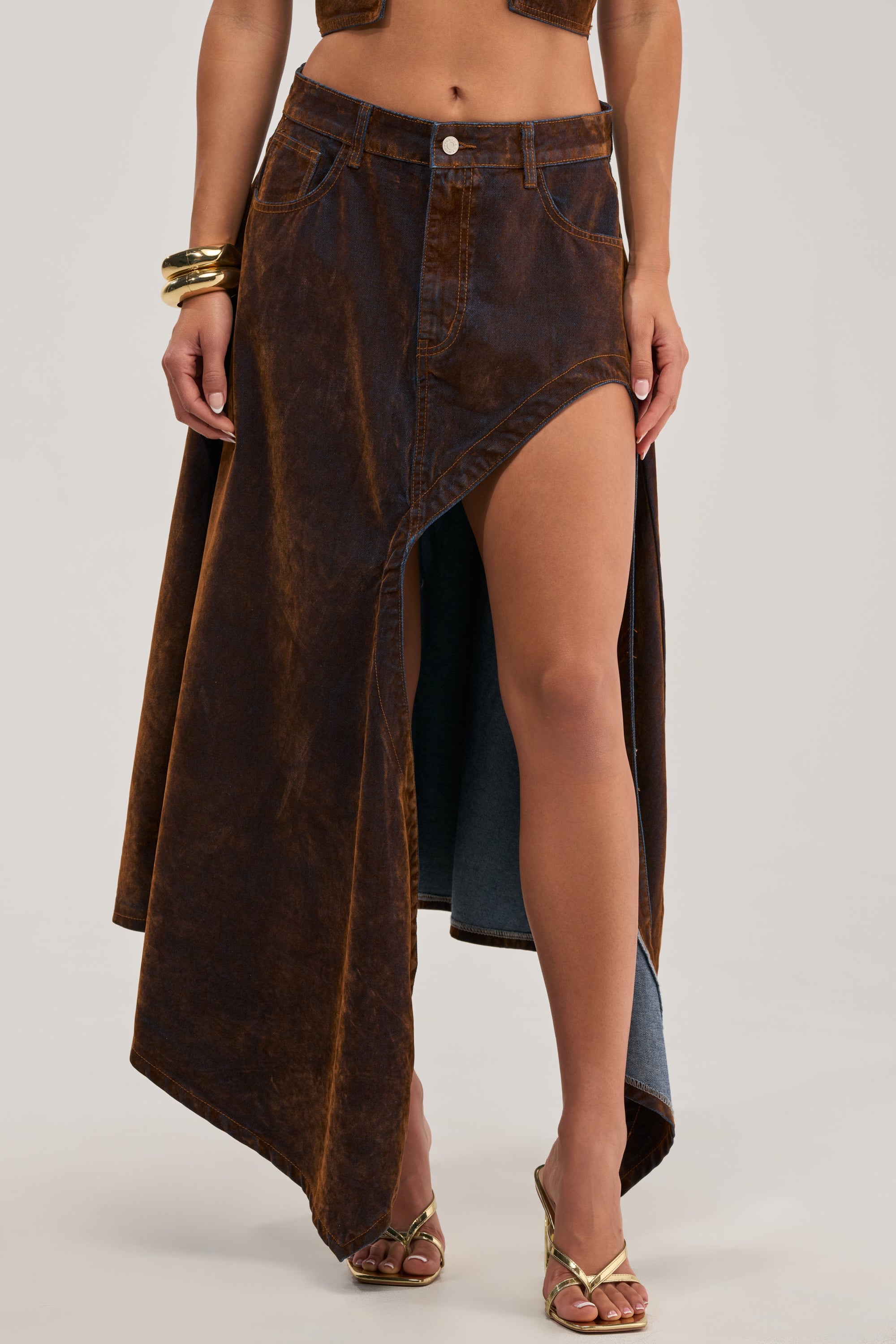 JESSIE VELVET DENIM SKIRT