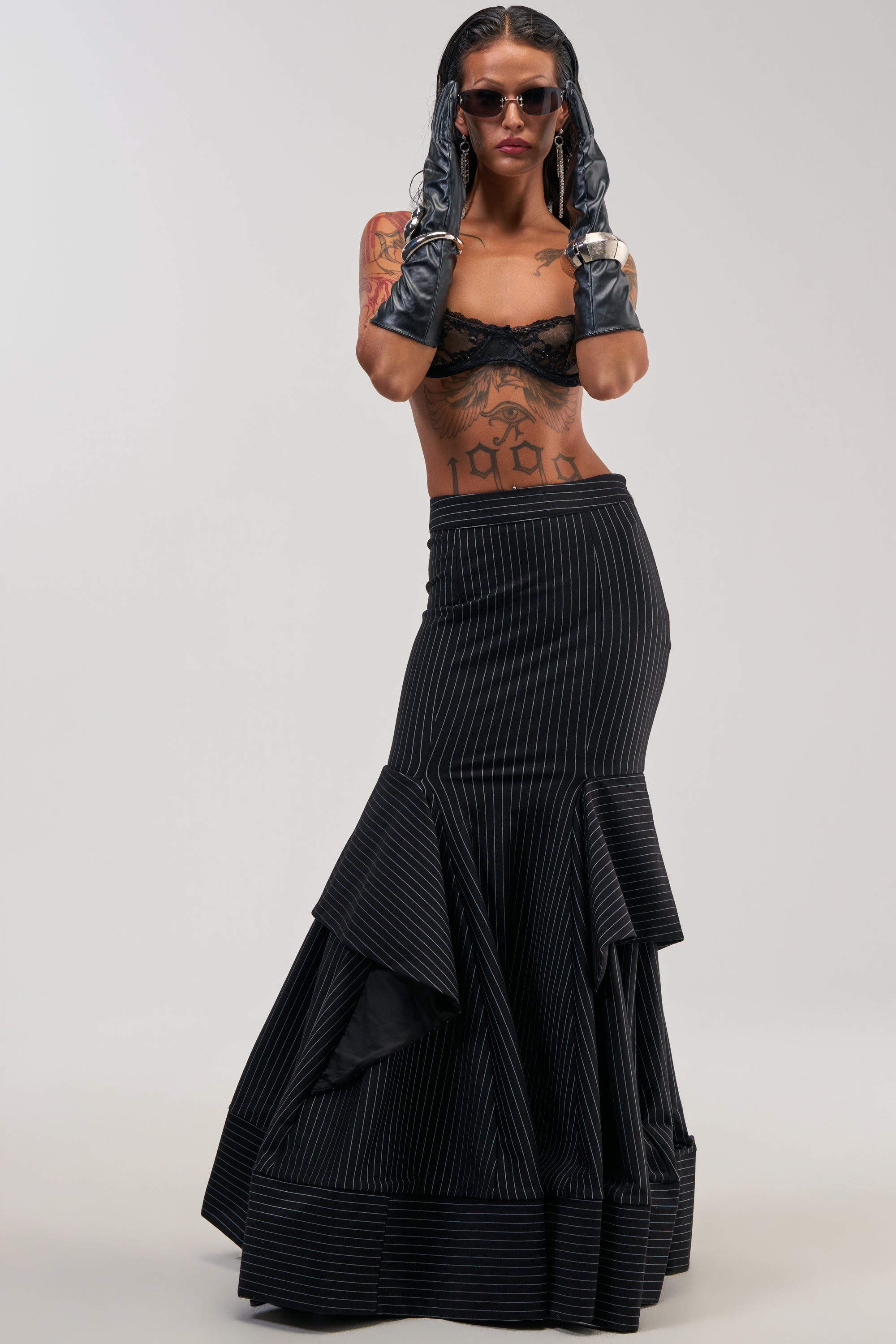 GIVE IT UP PINSTRIPE MAXI SKIRT
