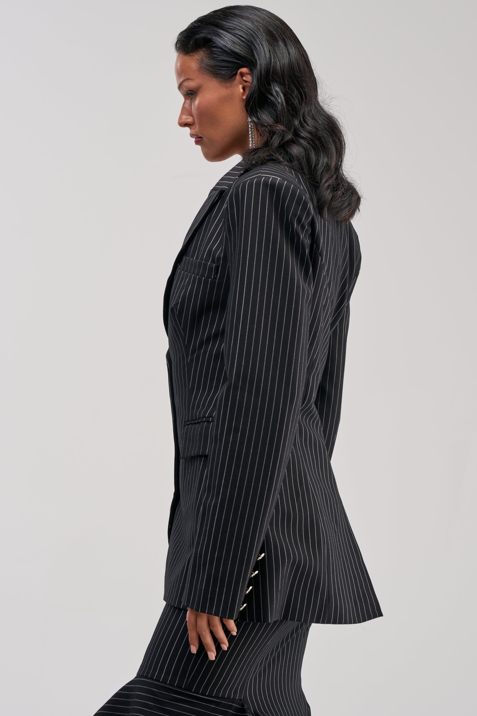 GIVE IT UP PINSTRIPE BLAZER