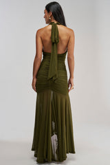 SWEET SUNSET MESH MAXI DRESS IN OLIVE