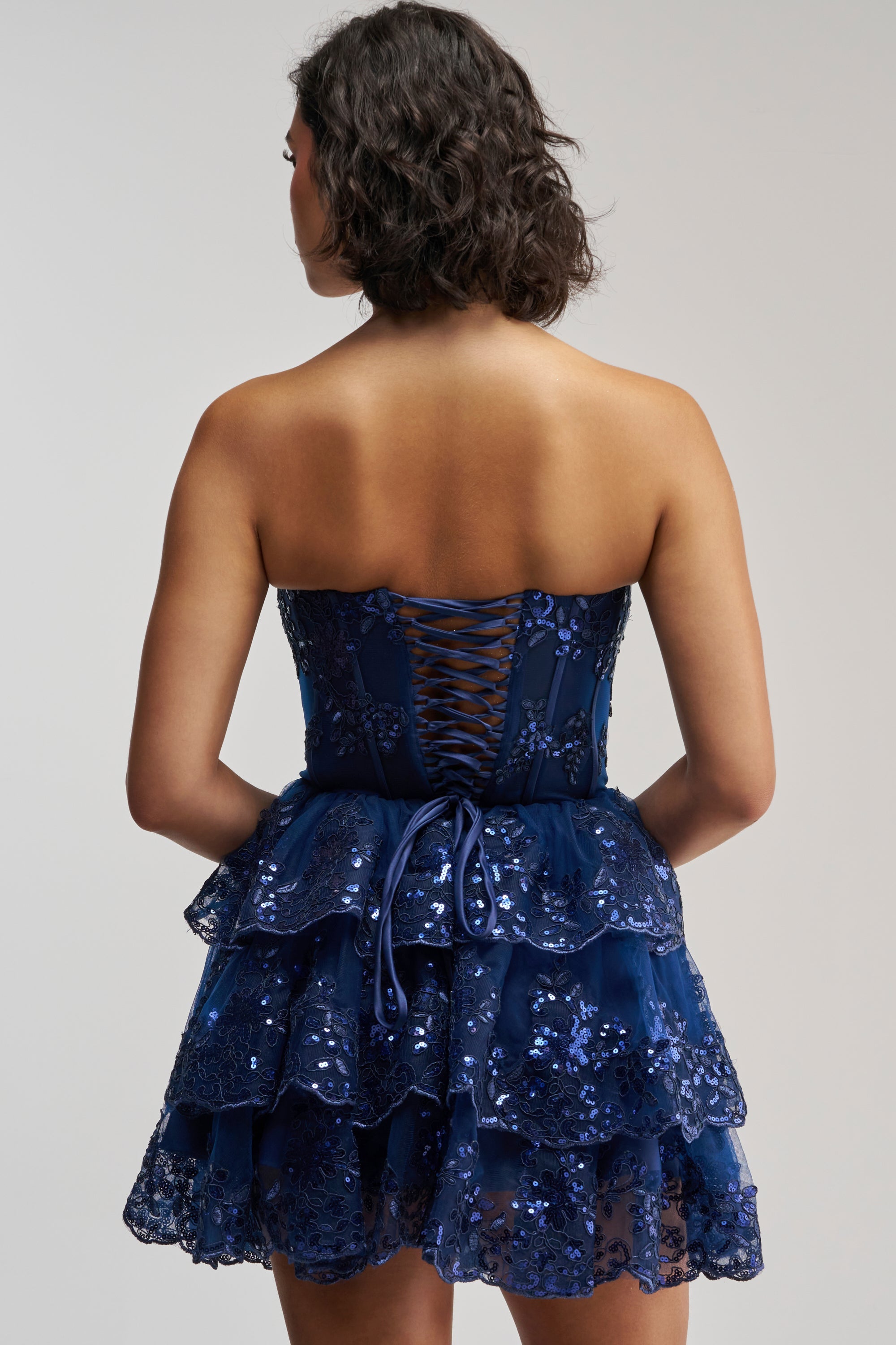 SUCH A FLIRTY GIRL STRAPLESS MINI DRESS IN NAVY
