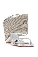 AZALEA WANG ALOUISE SILVER RHINESTONE ROPE SANDAL