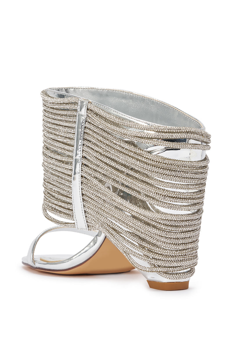 AZALEA WANG ALOUISE SILVER RHINESTONE ROPE SANDAL