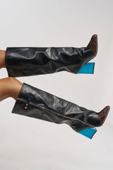 AZALEA WANG AXTON BLACK MULTI COLOR BLOCKED BLOCK BOOT