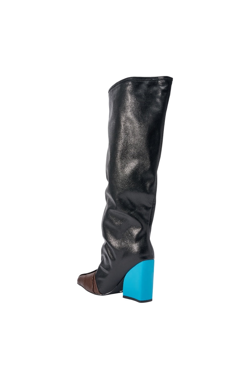 AZALEA WANG AXTON BLACK MULTI COLOR BLOCKED BLOCK BOOT