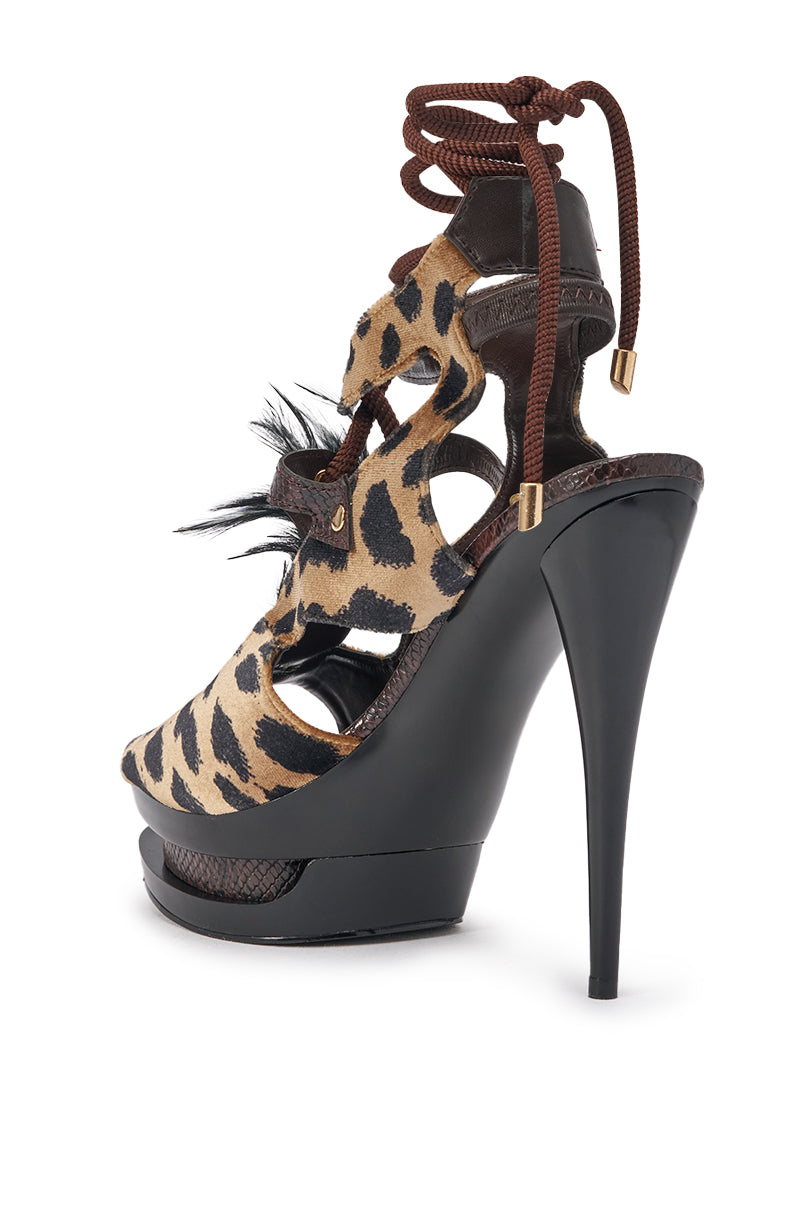 AZALEA WANG AYLA BROWN PLATFORM SANDAL