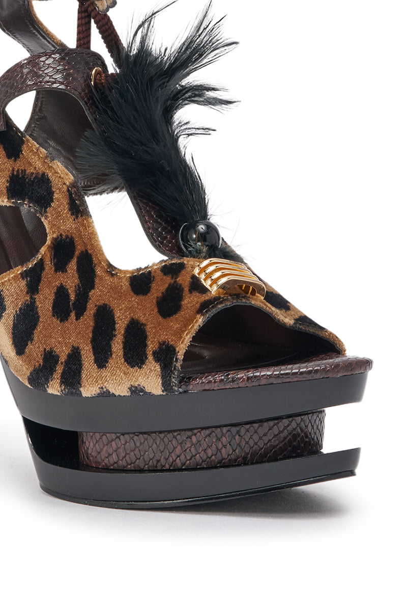 AZALEA WANG AYLA BROWN PLATFORM SANDAL