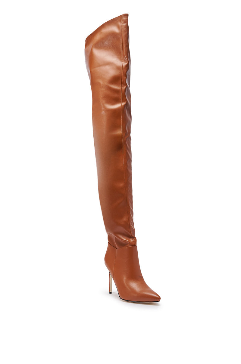 AZALEA WANG BOMBSHELL RUST STILETTO THIGH HIGH BOOT