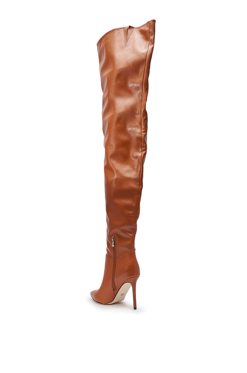 AZALEA WANG BOMBSHELL RUST STILETTO THIGH HIGH BOOT