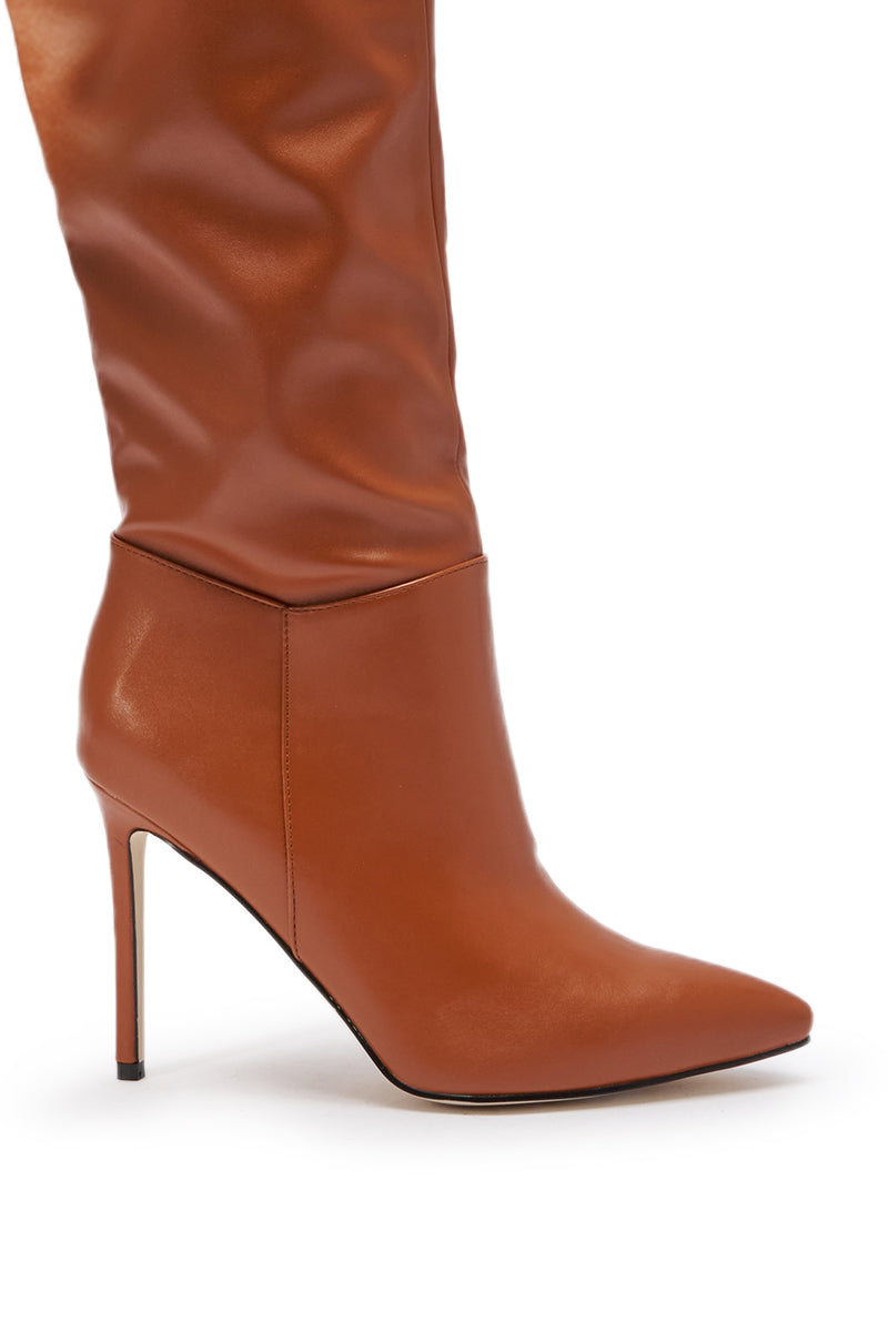 AZALEA WANG BOMBSHELL RUST STILETTO THIGH HIGH BOOT